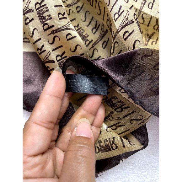 J. Mico Sancho Paris Women's Large Gold & Brown Scarf - Picture 6 of 7